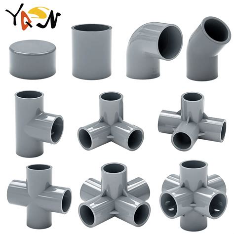 Grey 20 25 32mm Pvc Pipe Fittings 3 4 5 6 Ways Diy Straight Elbow Equal Tee Connectors Plastic