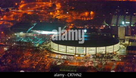 Aerial view, night shots from Westfalenstadion stadium SignalIdunaPark, nightshot, Signal Iduna ...