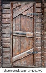 Stylized Antique Wooden Door Wroughtiron Hinges Stock Photo Edit Now