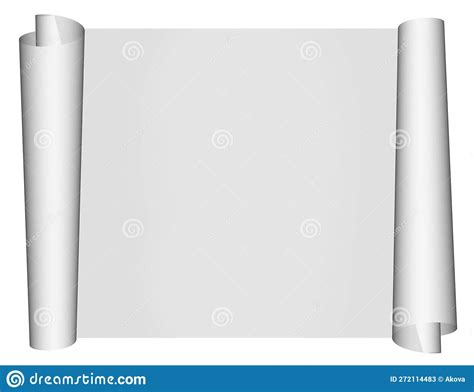 Realistic Scroll In White Color On White Background Paper Blank Scroll