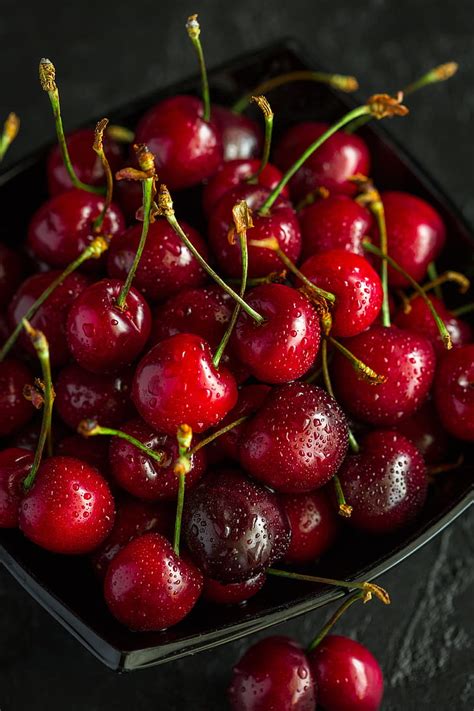 Cherry Ripe Wet Berries Harvest Red Drops Hd Wallpaper