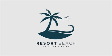 Premium Vector Resort Beach Logo Design Vector With Icon Palm