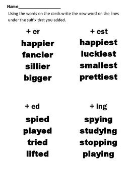 Adding Suffixes To Words That End In Y By Claire Bidmead Tpt