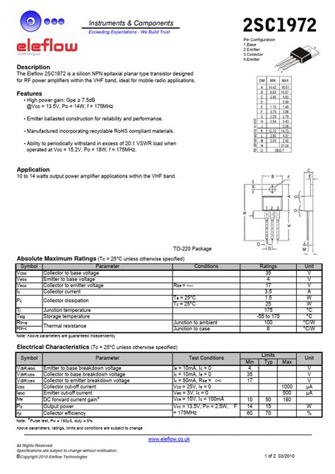 Sc Datasheet Transistor Equivalent Eleflow