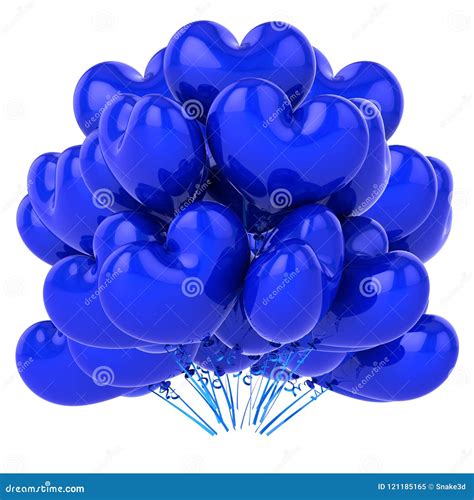 Blue Heart Shaped Party Balloons Blue Bunch Arranged Stock Illustration