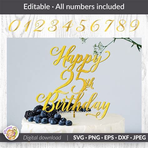 Happy Birthday With Numbers Topper Svg Happy Birthday Svg Birthday