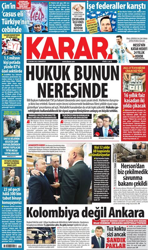 Karar Gazetesi Kas M Cumartesi G N Man Eti