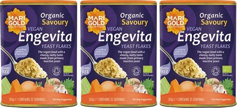 Marigold Engevita Organic Nutritional Yeast Flakes 125g Pack Of 3