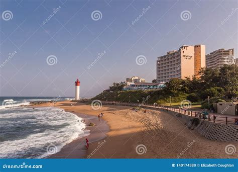 Umhlanga Rocks, South Africa, August 5, 2017: View Along Umhlanga Beach Leading To the ...