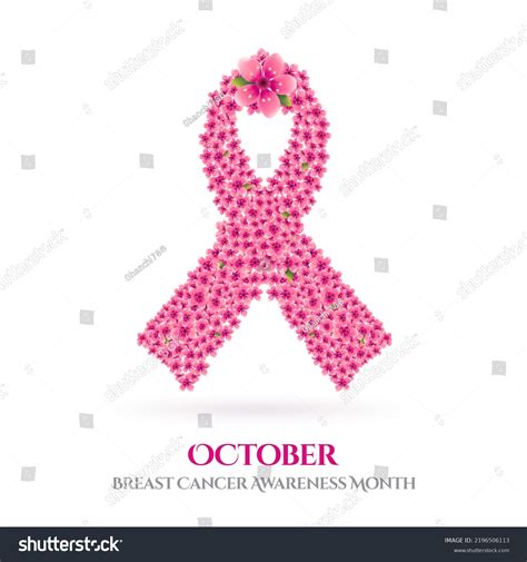 Pink Ribbon Awareness Month Design Flowers Stock Illustration ...