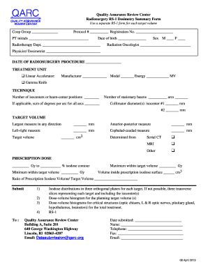 Fillable Online Qarc Rs Dosimetrysummaryformdoc Qarc Fax Email Print