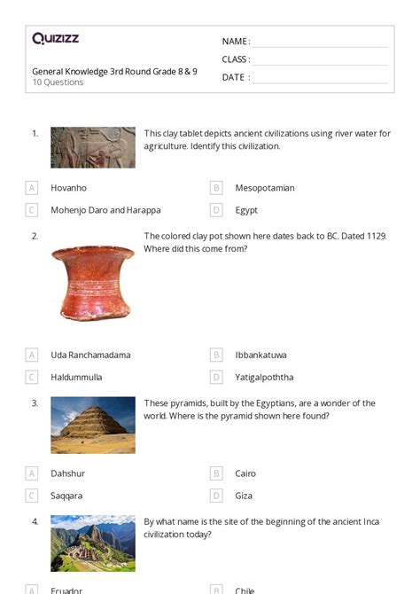 Inca Civilization Worksheets For Th Year On Quizizz Free Printable