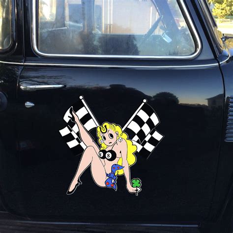 Personalized Lady Luck Hot Rod Vinyl Sticker 10734 Rustypod Store