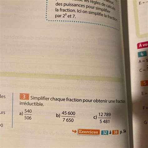 Simplifier Chaque Fraction Pour Obtenir Une Fraction Irr Ductible