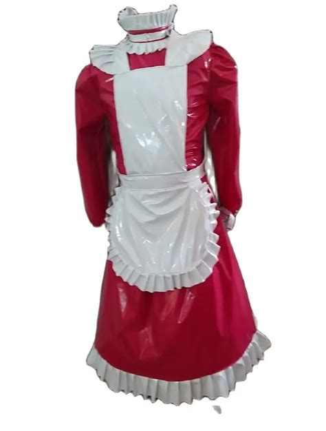 Sissy Kleid Abschlie Bare Maid Pvc Red Langarm Lange Rock R Schen Unabh