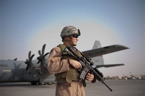 Deployed Security Forces Protecting Air Force Planes In Austere