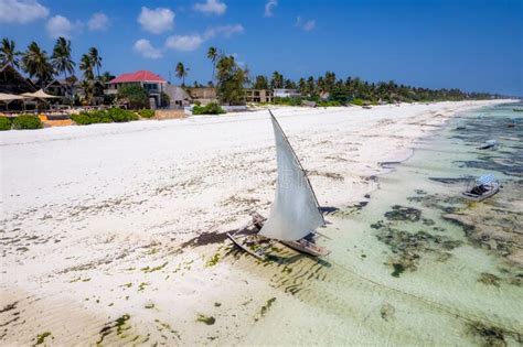 Aerial View Of Kiwengwa Beach In Zanzibar Tanzania With Luxury Resort