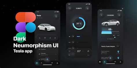 Dark Neumorphism UI Tesla App Community Figma Community