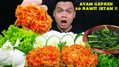 Pedas Sadis Ayam Geprek 50 Cabe Rawit Setan Kangkung Cobek