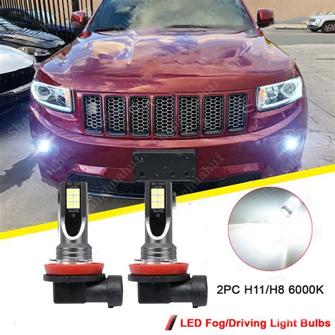 6000K Xenon White LED Fog Driving Light Bulbs For Jeep Grand Cherokee