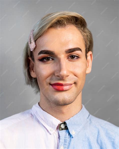 Free Photo Man Wearing Make Up On Half His Face And Smiles