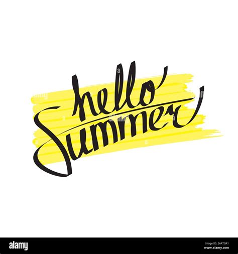 Hello Summer Lettering Composition With Hand Drawn Strokes On White