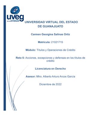 Reto Los Tipos De T Tulos De Cr Dito Uveg Licenciatura Derecho