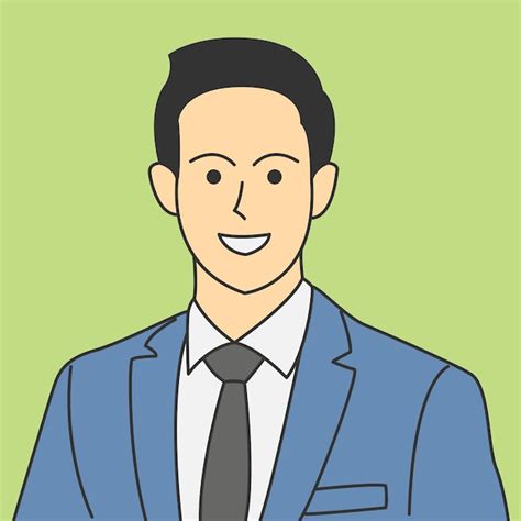 Avatar de desenho animado do jovem empresário masculino vestindo terno