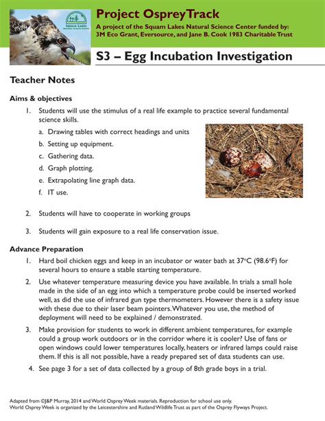 Pdf S3 Egg Incubation Investigation Curriculum S3 Egg Incubation S3 Egg Incubation