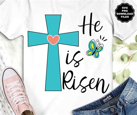 He Is Risen Svg Easter Cross Svg Butterfly Easter T Shirt Etsy