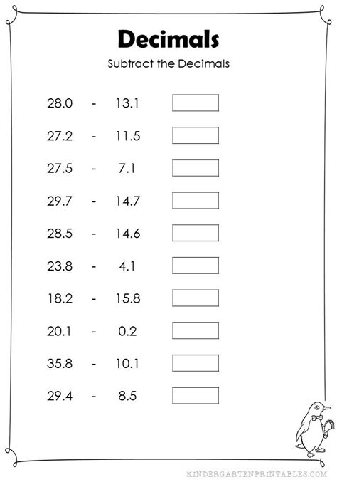 Subtraction With Decimals