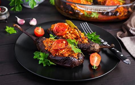 Karniyarik Turkish Traditional Aubergine Eggplant Meal Stuffed Eggplants With Ground Beef