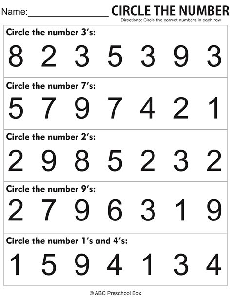 Pre K Numbers Worksheets