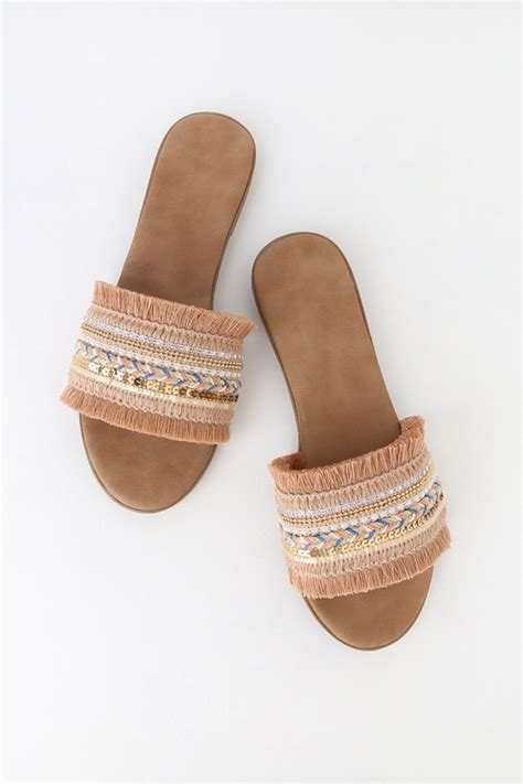 Cute Beaded Sandals Slide Sandals Beaded Sandals Sandals Lulus