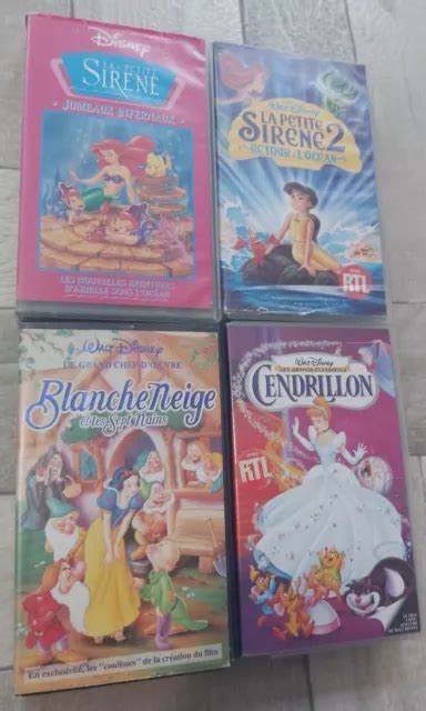 Cassettes Vhs Disney La Petite Sir Ne Blanche Neige Et Cendrillon