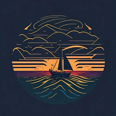 Premium Vector Sunset Sail Serene Sailboat Silhouette Design