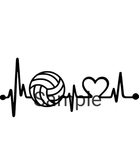 Volleyball Heartbeat Svg  Dxf And Png Etsy