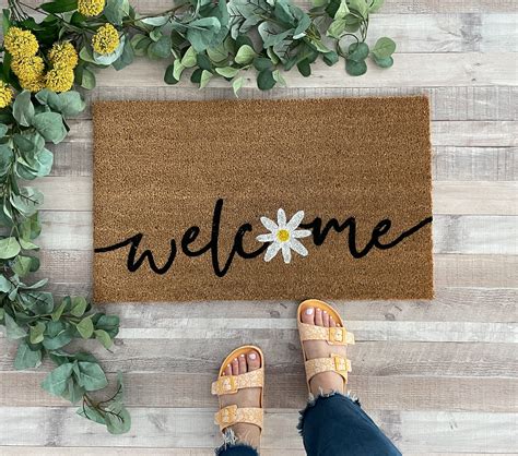 Daisy Doormat Flower Doormat Floral Door Mat Spring Welcome Etsy