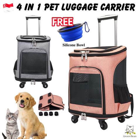 Sg Stock Cat Pet Dog Luggage Pet Carrier With Trolley Dog Travel
