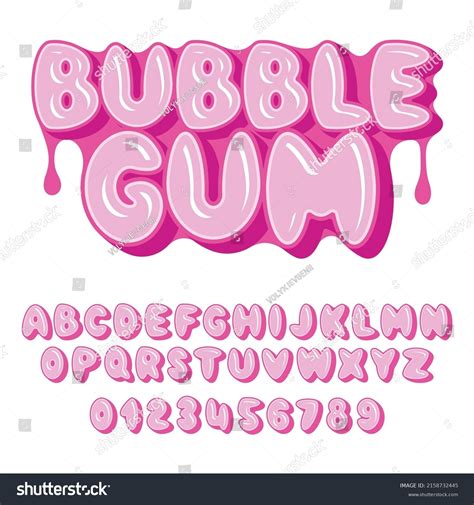 Bubble Gum Font Alphabet Letters Numbers Vetor Stock Livre De