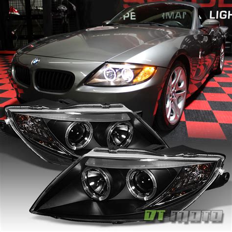 Black 2003 2008 Bmw Z4 Dual Led Halo Projector Headlights Light Lamps