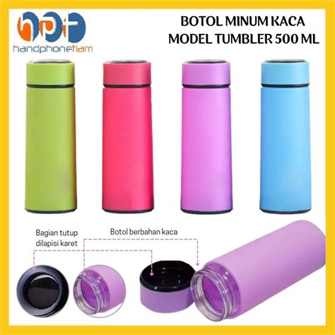 Jual Botol Minum Kaca 500ml Warna Warni Termos Tumbler Beling Panas