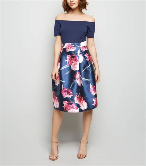 Ax Paris Navy Floral 2 In 1 Midi Dress New Look Edgy Fashion Chic