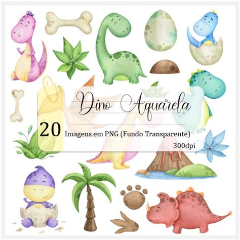 Kit Digital Dinossauro Aquarela Elo7 Produtos Especiais