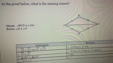 Solved In The Proof Below What Is The Missing Reason Given Abcd Is