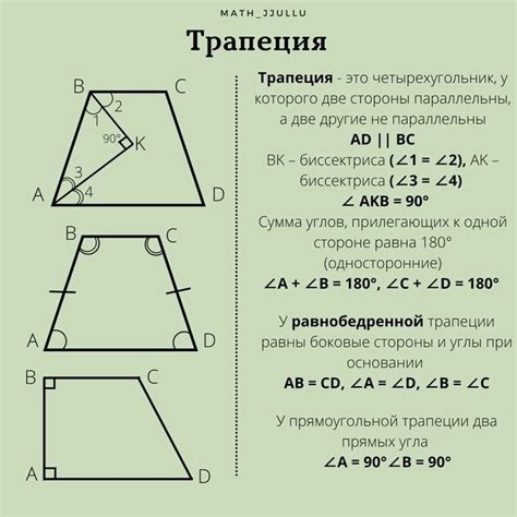 Теория четырехугольники, трапеция, определение и типы in 2024 | Math ...