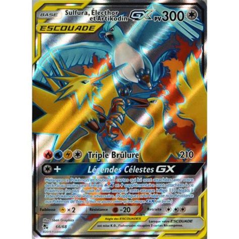 Carte Pokémon 66 68 Sulfura Electhor et Artikodin GX 300 PV FULL ART