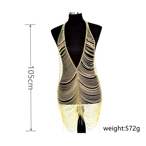 2022 Silver Rhinestone Chain Dress Body Jewelry Bikini Sexy Women Chains Bodysuit One Piece