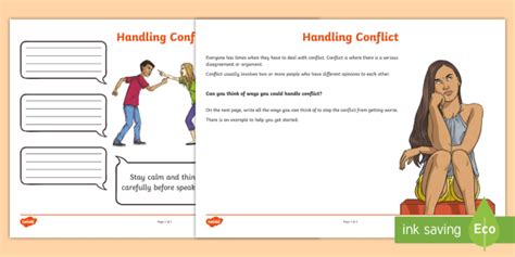 Handling Conflict Worksheet Worksheet Teacher Made