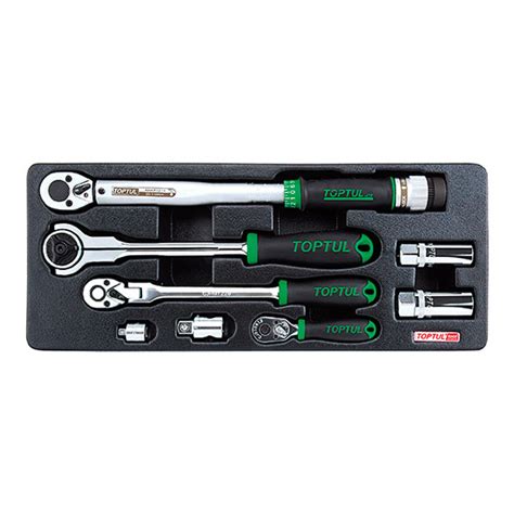 8PCS - Torque Wrench, Adaptor & Ratchet Handle Set - TOPTUL The Mark of Professional Tools